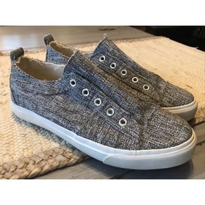 Corkys Babalu Tweed Gray Slip On Casual Sneakers Shoes Womens Sz 8